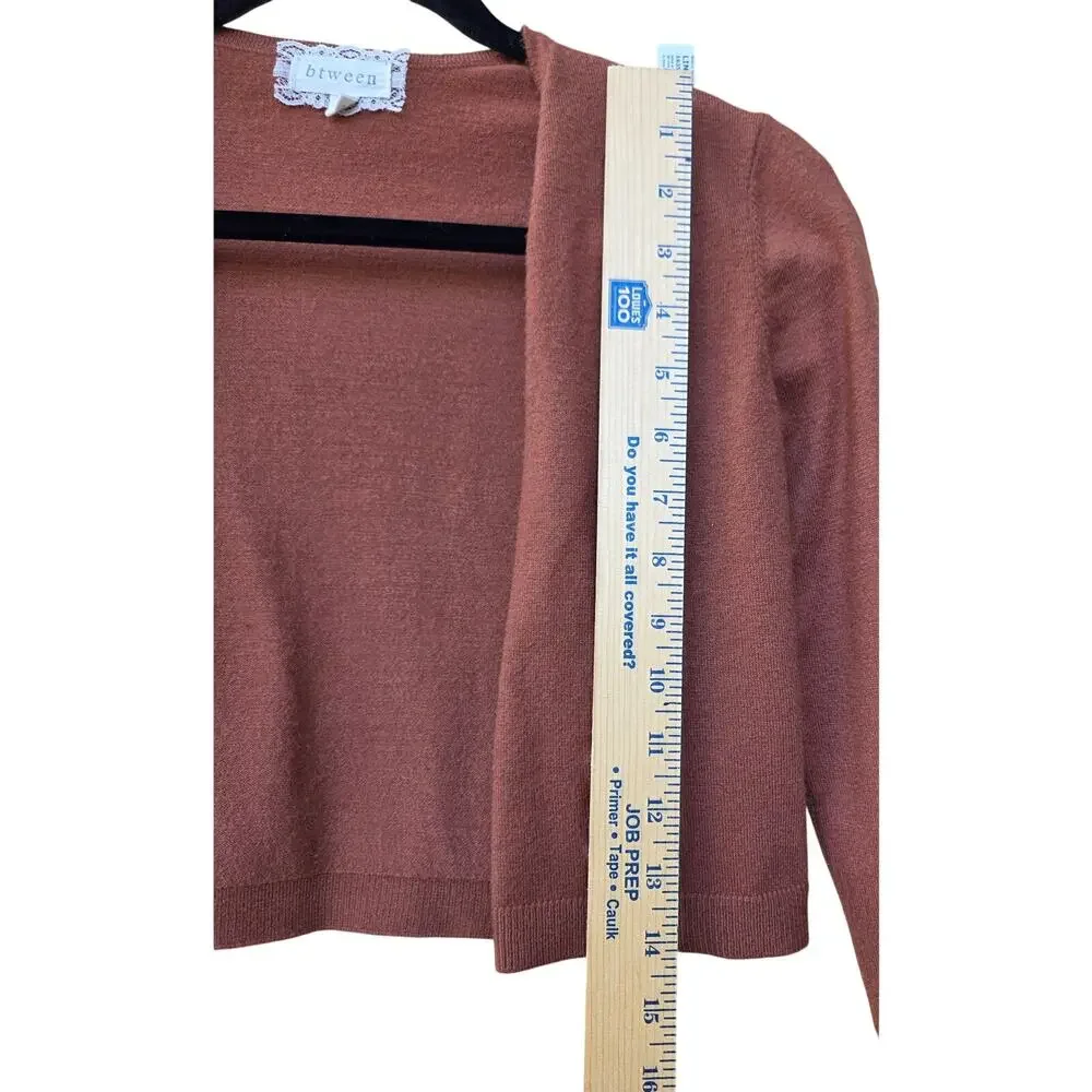 Btween Girls Rust Brown Knit Tie-Front Shrug Cropped Cardigan Sweater Size 12